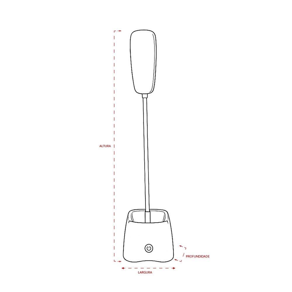 Luminária de mesa recarregável UF1252 na cor Branco, brinde personalizado Sky Brindes