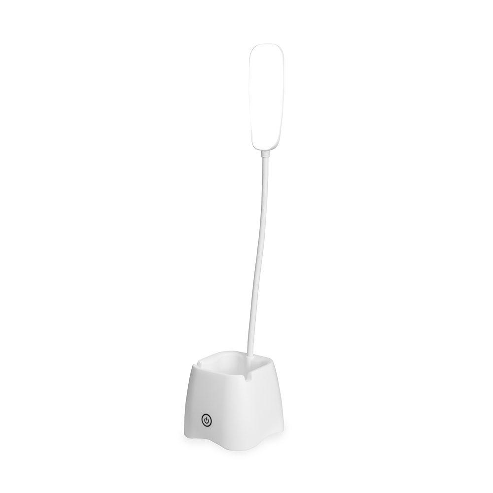 Luminária de mesa recarregável UF1252 na cor Branco, brinde personalizado Sky Brindes