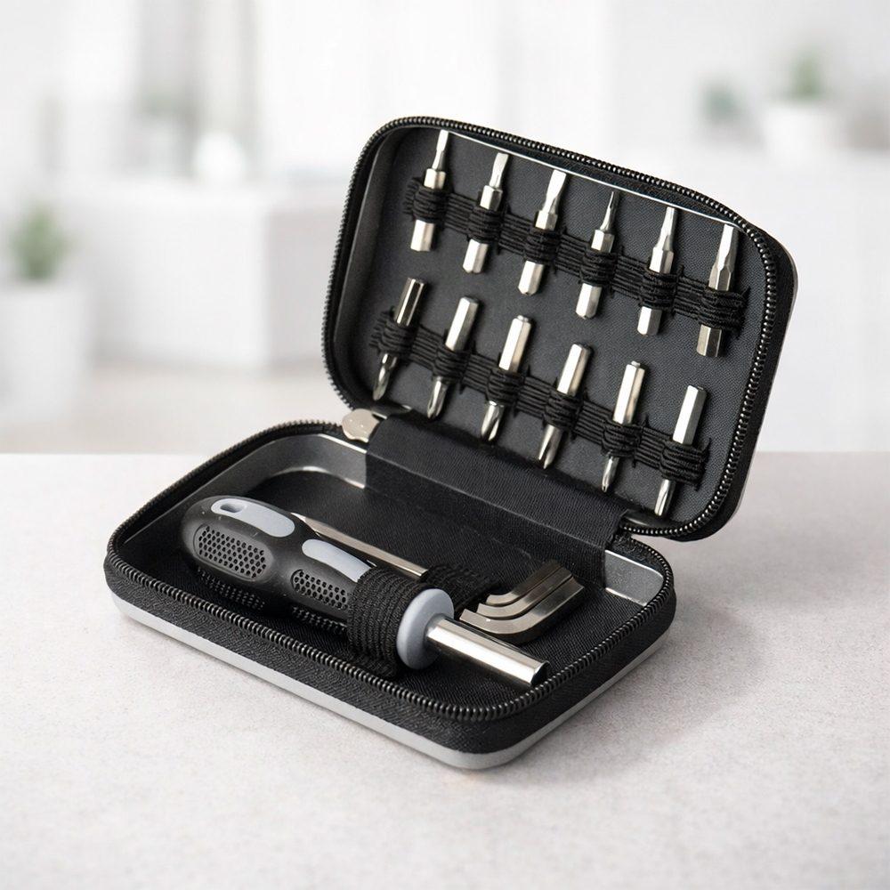 Kit ferramentas 16 peças UF1254 na cor Prata, brinde personalizado Sky Brindes