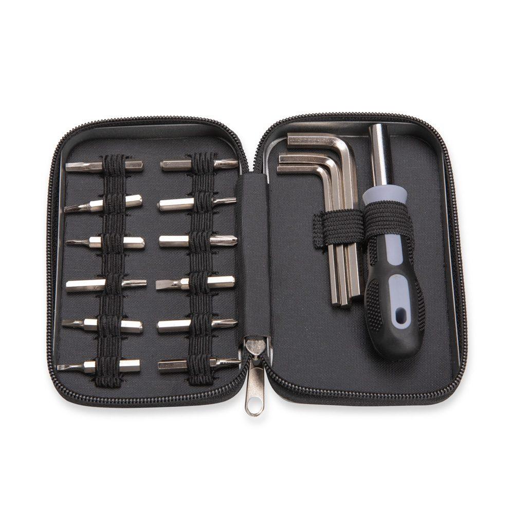 Kit ferramentas 16 peças UF1254 na cor Prata, brinde personalizado Sky Brindes