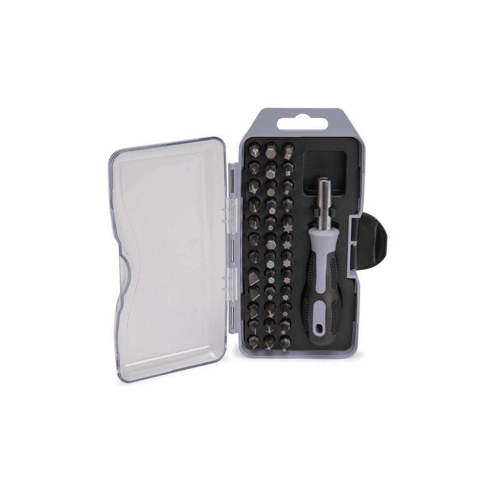 Kit ferramentas 37 peças UF1255 na cor Cinza, brinde personalizado Sky Brindes