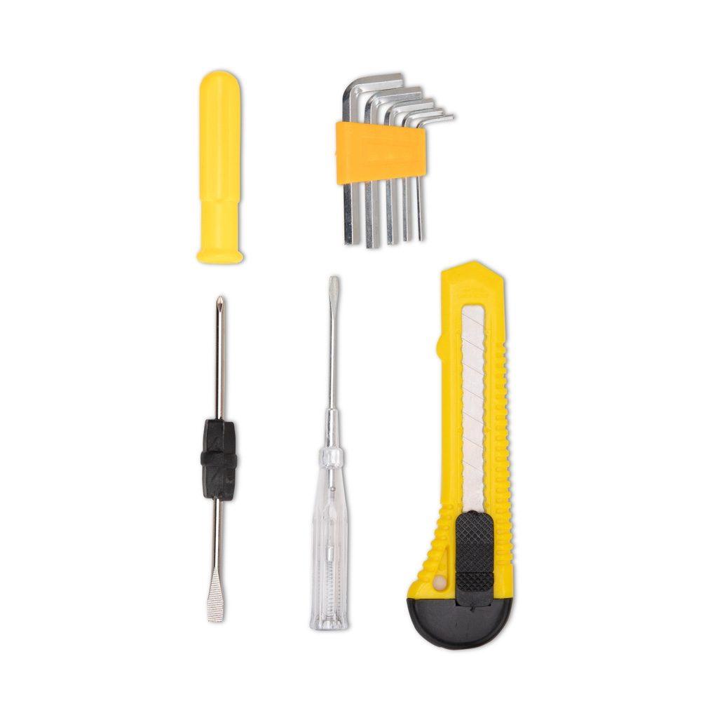 Kit ferramenta 4 peças UF1258 na cor Transparente e amarelo, brinde personalizado Sky Brindes