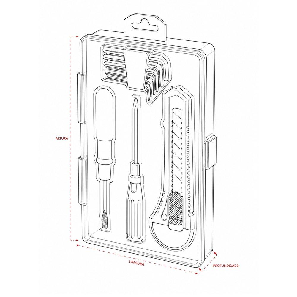 Kit ferramenta 4 peças UF1258 na cor Transparente e amarelo, brinde personalizado Sky Brindes