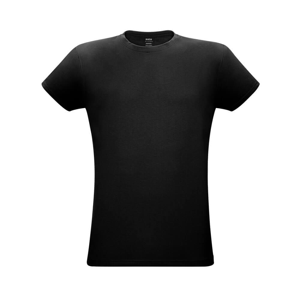 Camiseta Unissex Papaya VE0011 na cor Preto, brinde personalizado Sky Brindes