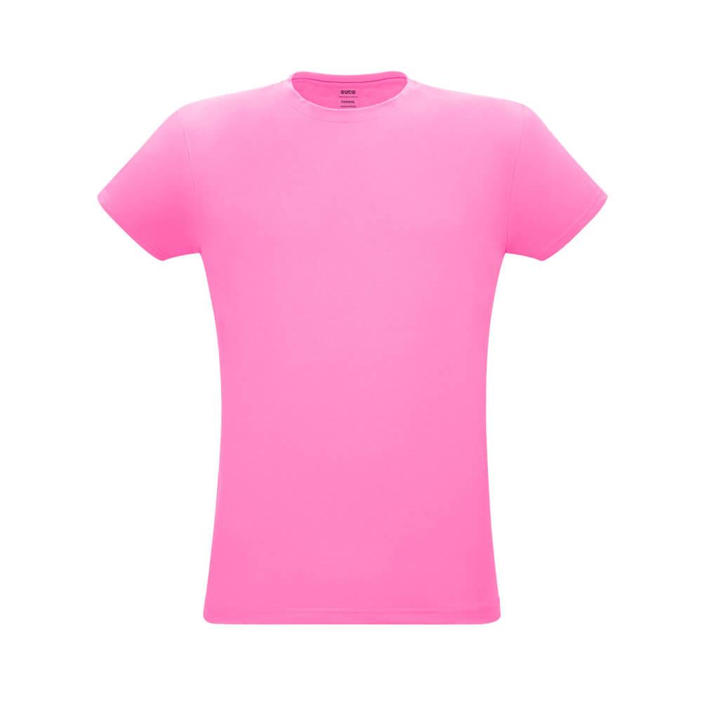 Camiseta Unissex Papaya VE0011 na cor Rosa claro, brinde personalizado Sky Brindes