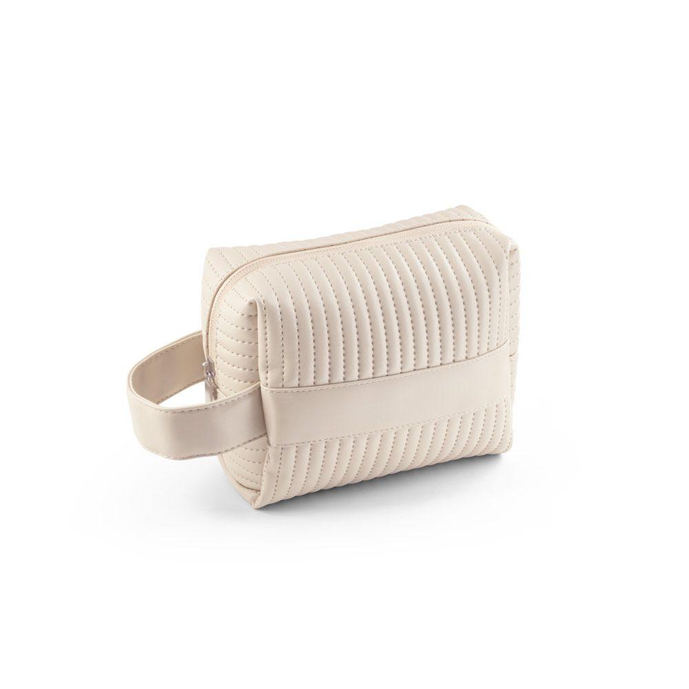 Bolsa de cosméticos em PU% VG1495 na cor Bege, brinde personalizado Sky Brindes