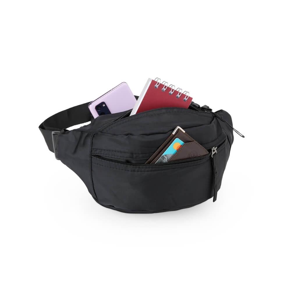 Pochete em Poliéster VG1658 na cor Preto, brinde personalizado Sky Brindes