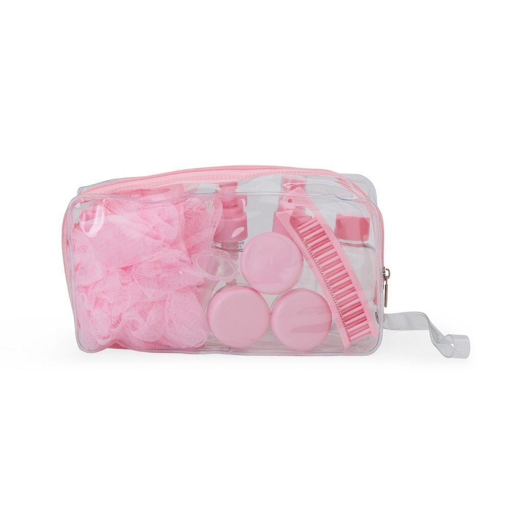 Kit Viagem 10 Peças VG1663 na cor Rosa, brinde personalizado Sky Brindes