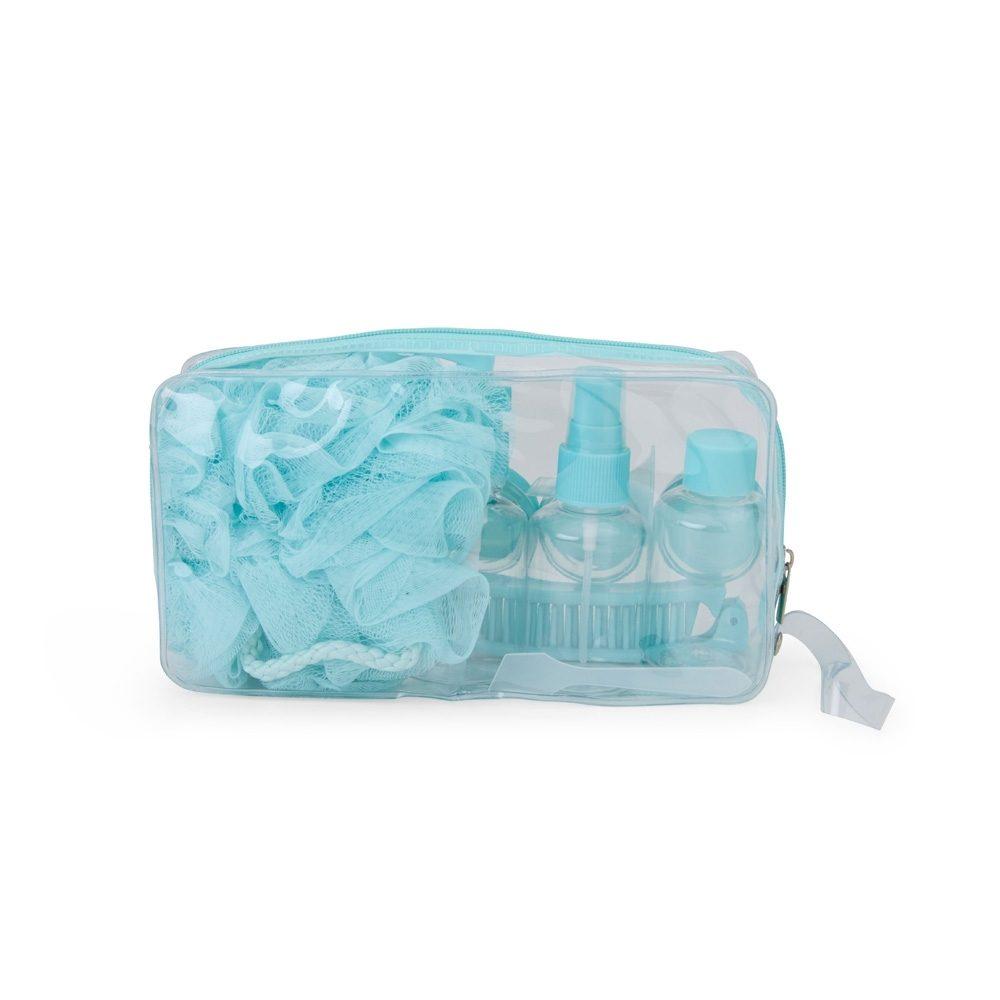 Kit Viagem 10 Peças VG1663 na cor Turquesa, brinde personalizado Sky Brindes
