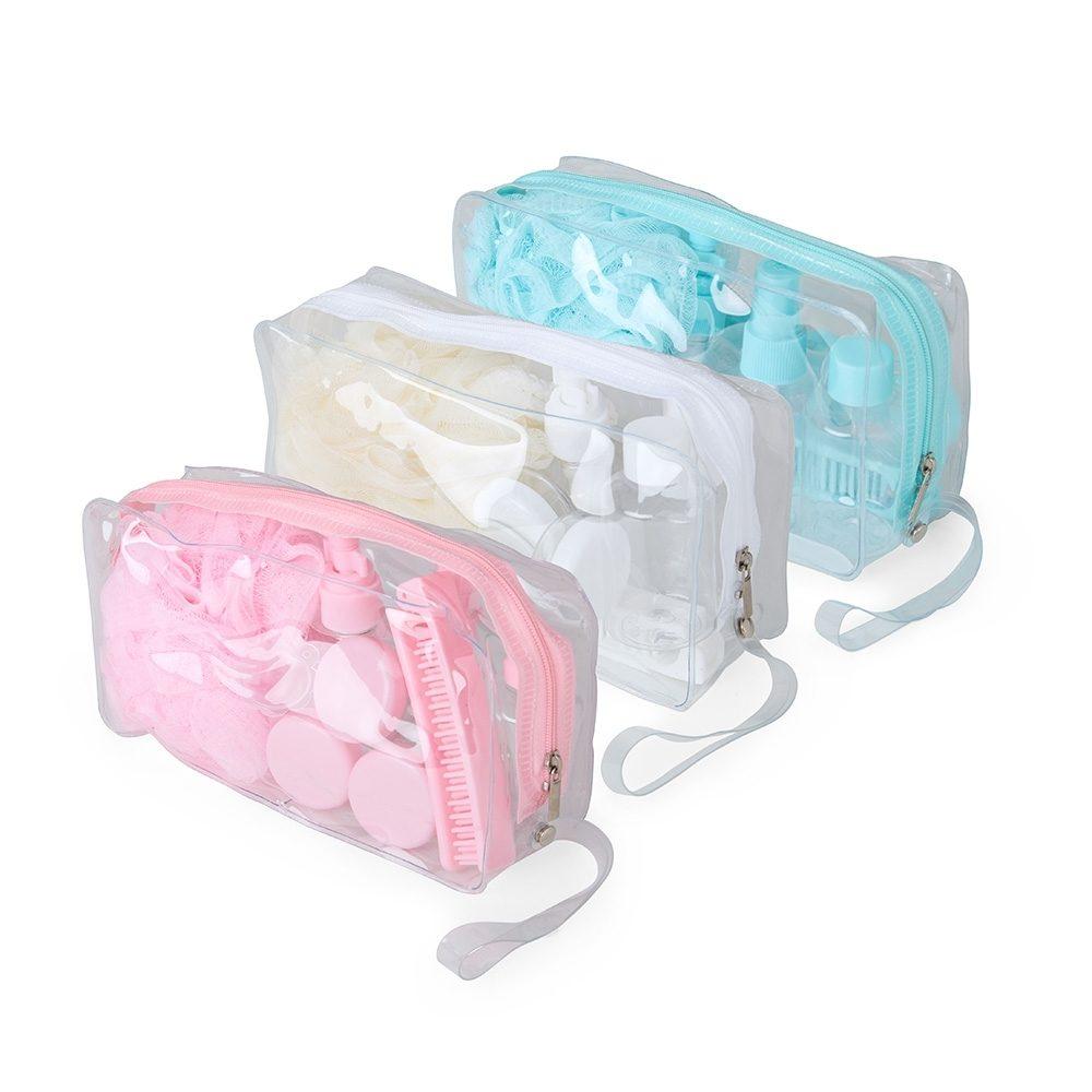 Kit Viagem 10 Peças VG1663 na cor Rosa, brinde personalizado Sky Brindes