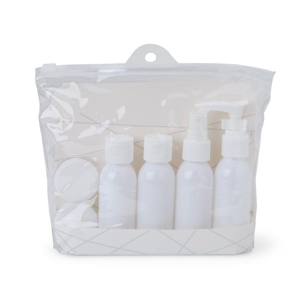 Kit Viagem Plástico 6 Peças VG1665 na cor Branco, brinde personalizado Sky Brindes