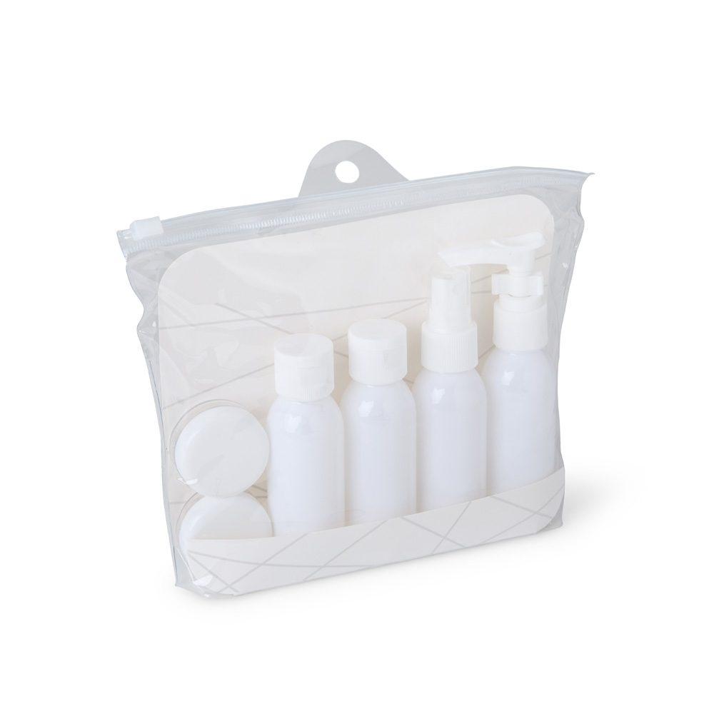 Kit Viagem Plástico 6 Peças VG1665 na cor Rosa, brinde personalizado Sky Brindes