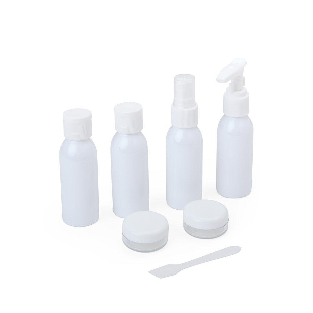 Kit Viagem Plástico 6 Peças VG1665 na cor Rosa, brinde personalizado Sky Brindes