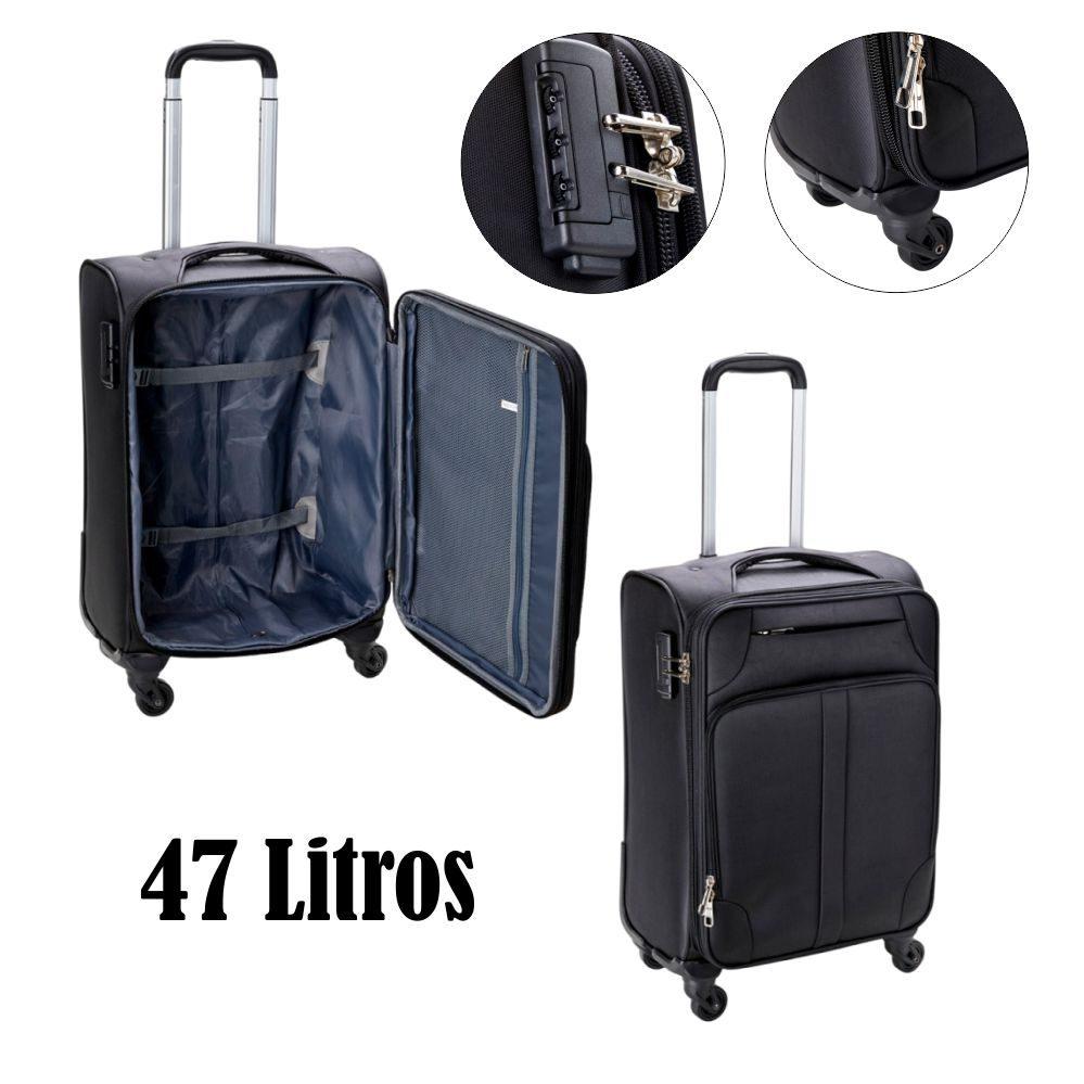 Mala de Bordo 47 Litros M VG1678 na cor Preto, brinde personalizado Sky Brindes