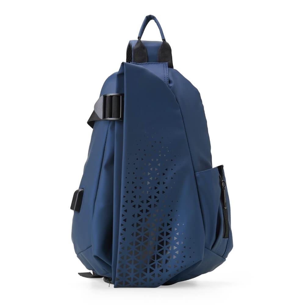Mochila de Ombro USB VG1683 na cor Azul, brinde personalizado Sky Brindes