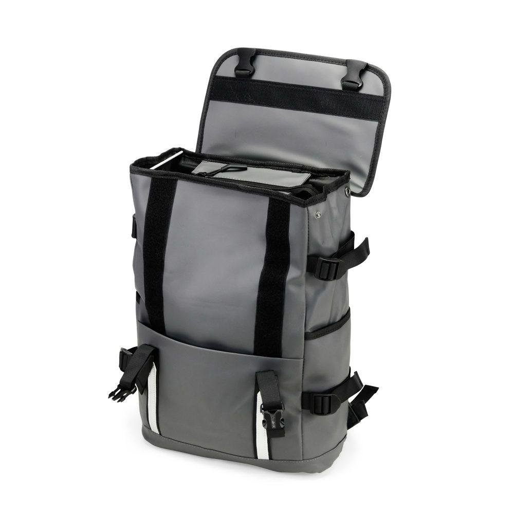 Mochila Couro Sintético 18 Litros VG1691 na cor Cinza, brinde personalizado Sky Brindes