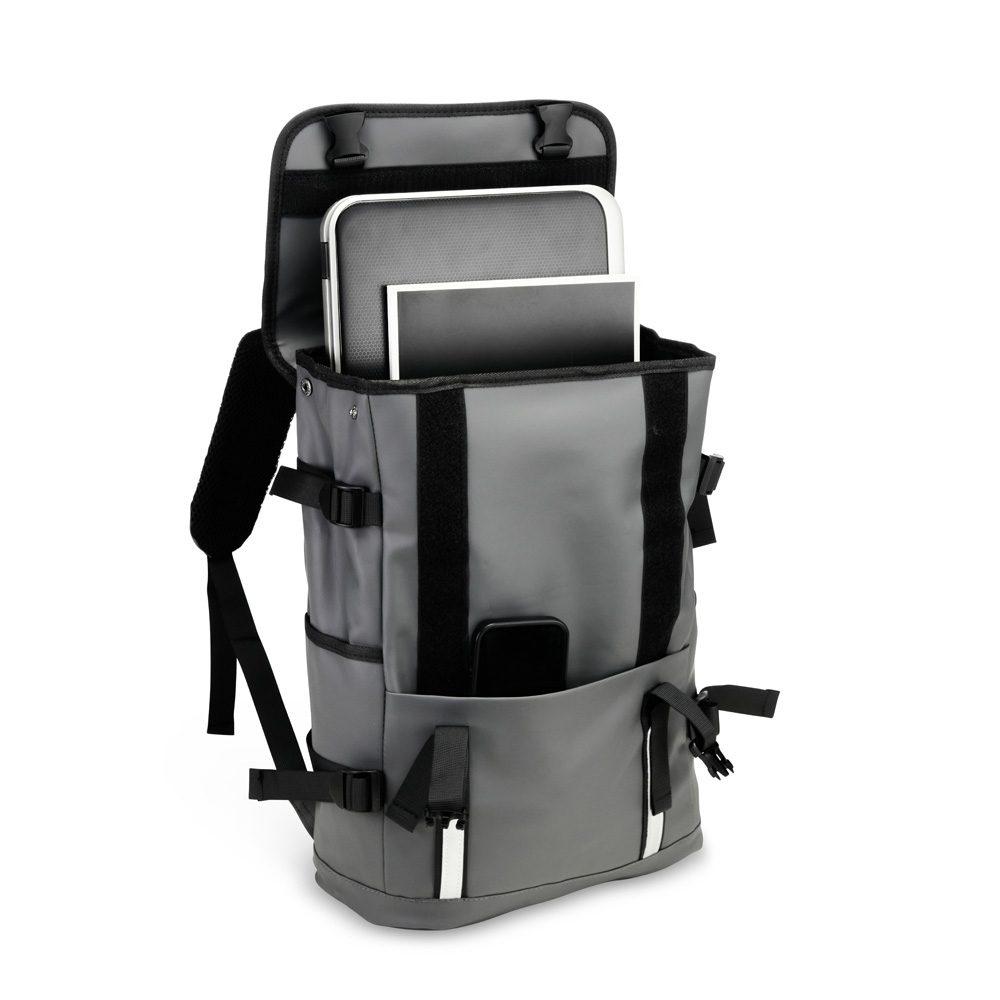 Mochila Couro Sintético 18 Litros VG1691 na cor Cinza, brinde personalizado Sky Brindes