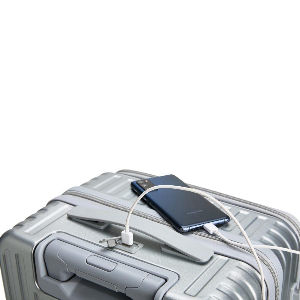 Mala de Viagem 32 Litros VG1692 na cor Prata, brinde personalizado Sky Brindes