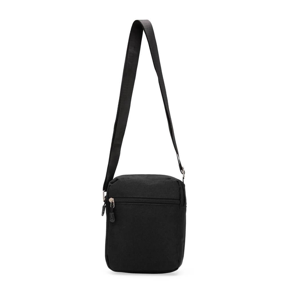 Mini Bolsa Transversal Oxford VG1694 na cor Preto, brinde personalizado Sky Brindes