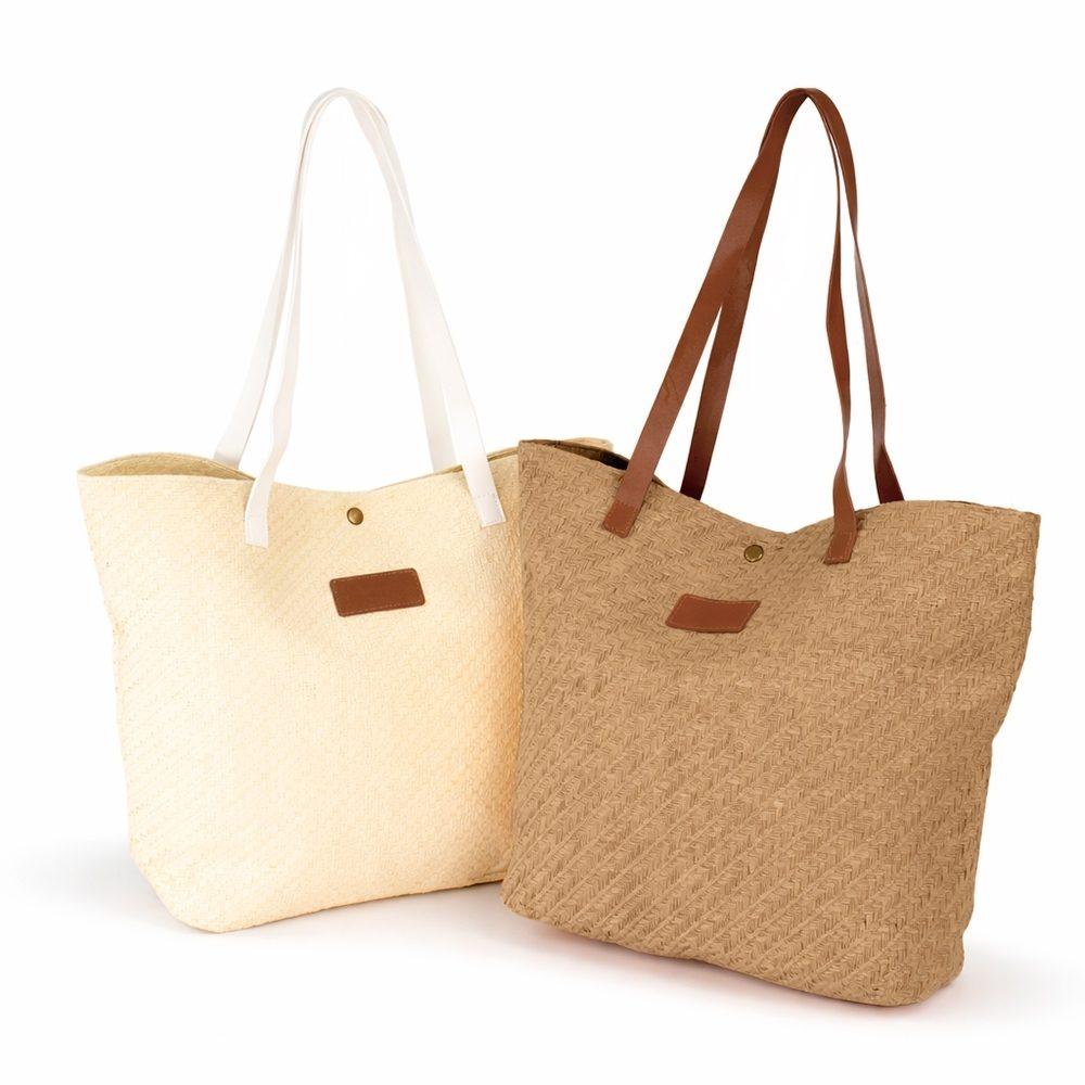 Bolsa Palha Trançada VG1717 na cor Bege, brinde personalizado Sky Brindes