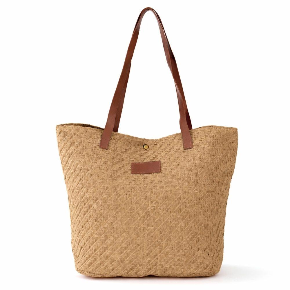 Bolsa Palha Trançada VG1717 na cor Marrom claro, brinde personalizado Sky Brindes