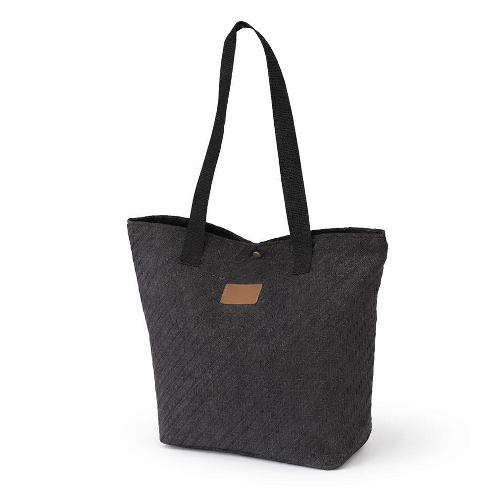 Bolsa Palha Trançada VG1718 na cor Preto, brinde personalizado Sky Brindes