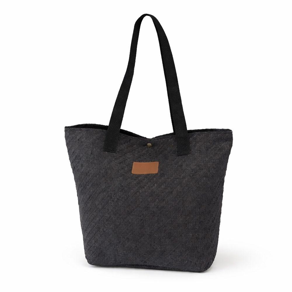 Bolsa Palha Trançada VG1718 na cor Preto, brinde personalizado Sky Brindes
