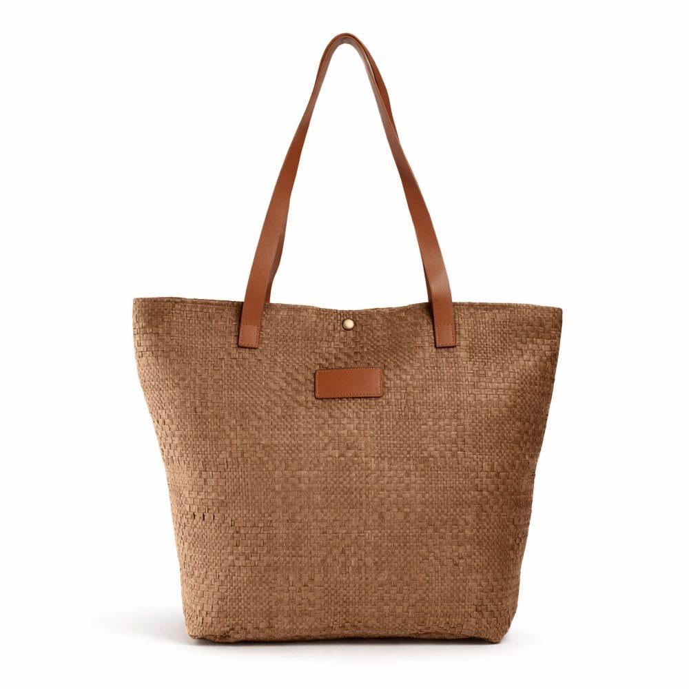 Bolsa Palha Trançada VG1719 na cor Marrom, brinde personalizado Sky Brindes
