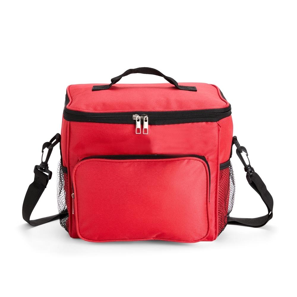 Bolsa térmica oxford 11l VG1752 na cor Vermelho e inox, brinde personalizado Sky Brindes