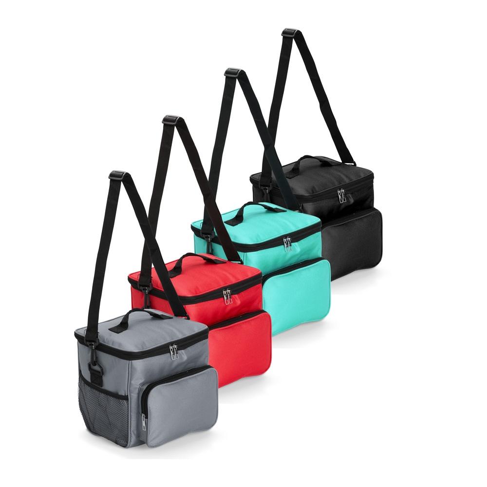 Bolsa térmica oxford 11l VG1752 na cor Vermelho e inox, brinde personalizado Sky Brindes