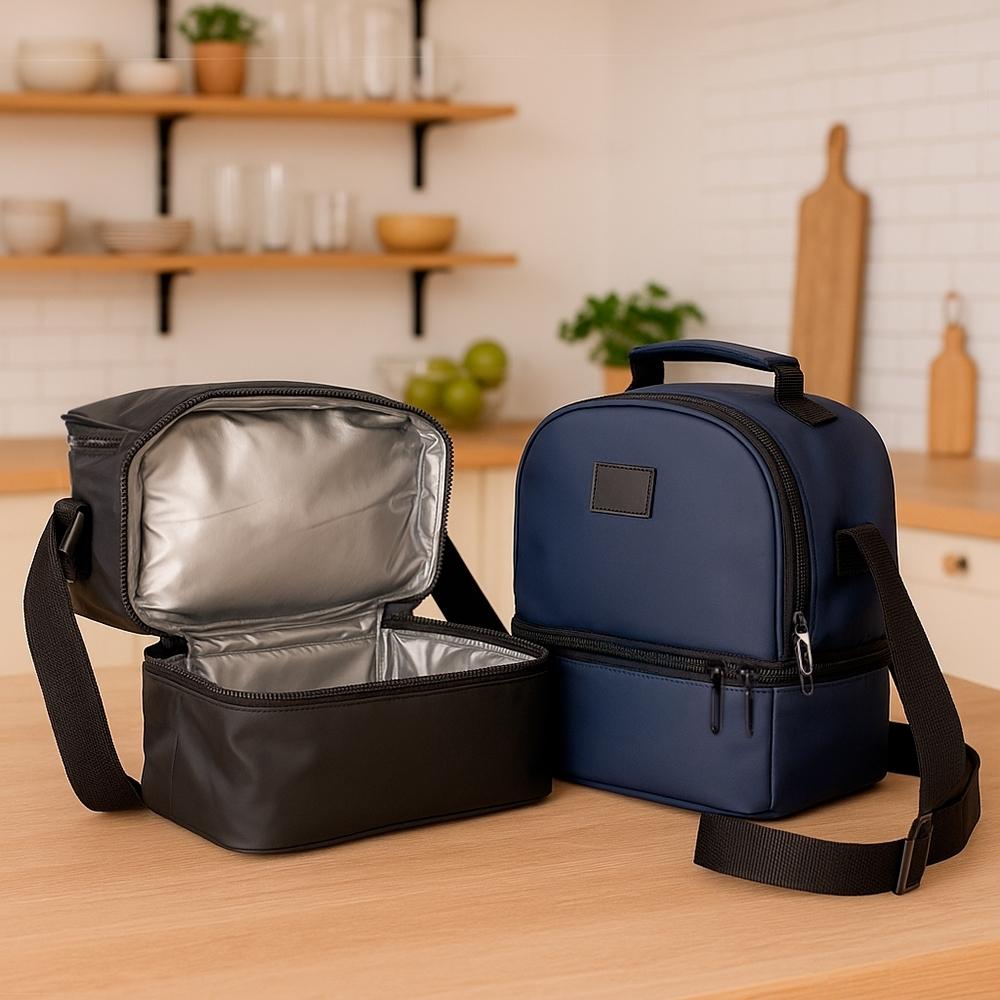 Bolsa térmica dupla 7 litros VG1763 na cor Azul escuro, brinde personalizado Sky Brindes