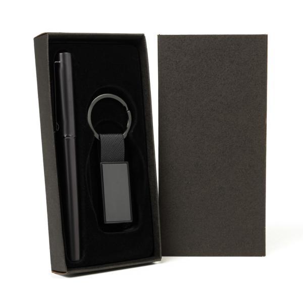 Caneta roller e chaveiro em metalpu