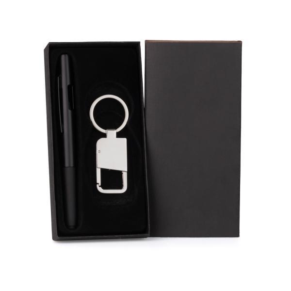 Caneta e chaveiro - preto