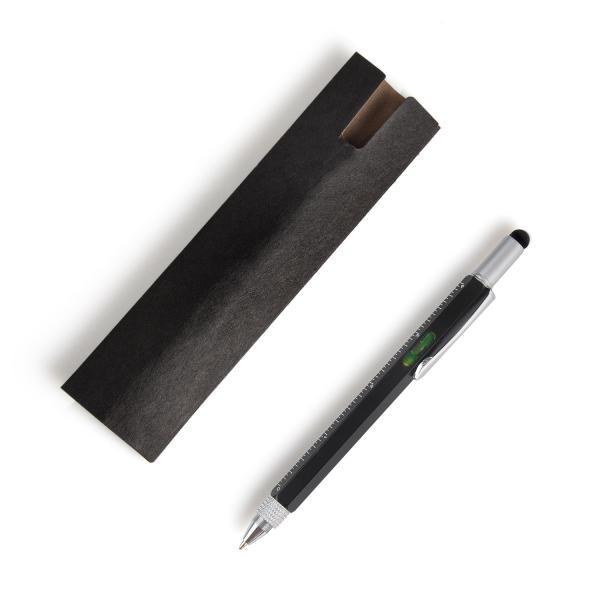 Caneta esferográfica 6x1 em alumínio - preta