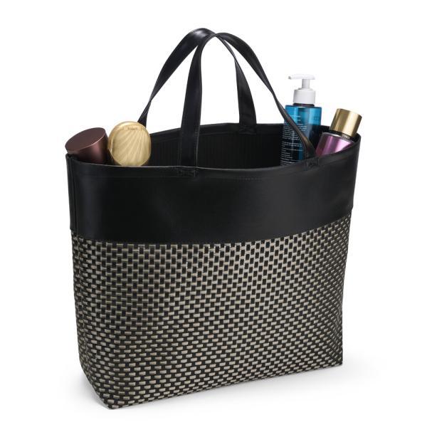 Sacola em pvc e material sintético - premium - pretoxadrez - 48x33x13 cm