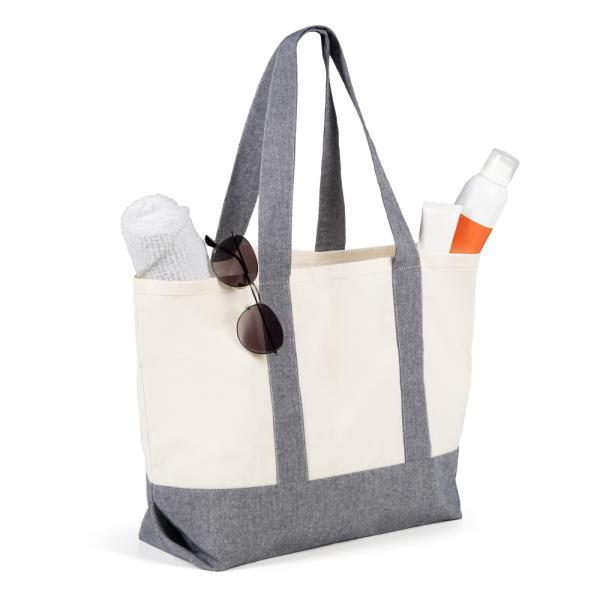 Sacola em algodão reciclado - bege naturalmelange cinza - 47,5x31cm