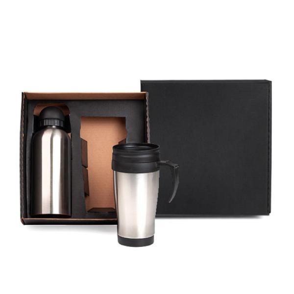 Conj. de squeeze e caneca em aço inox 600410 ml- 2 pçs