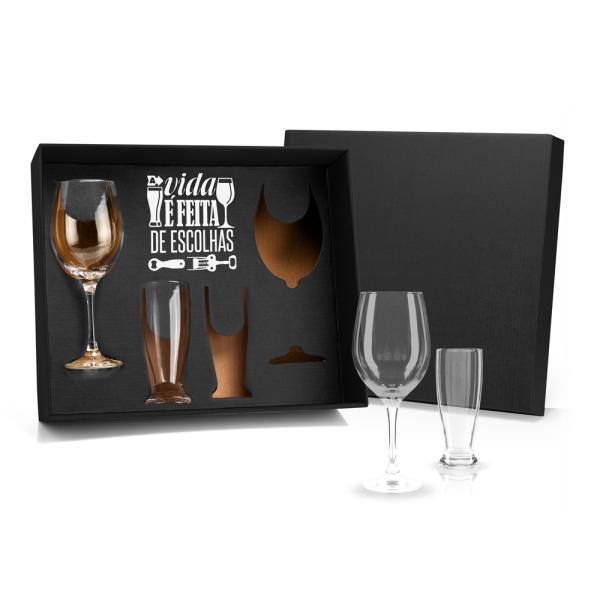 Jogo de copos de vidro p vinho cerveja - 4 pçs