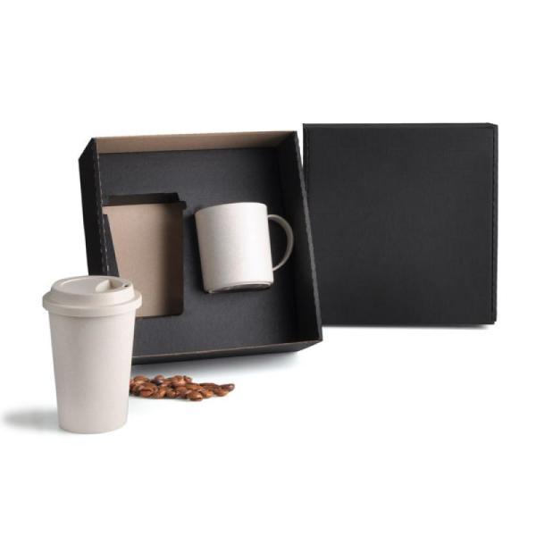Kit com copo e caneca em fibra de bambu