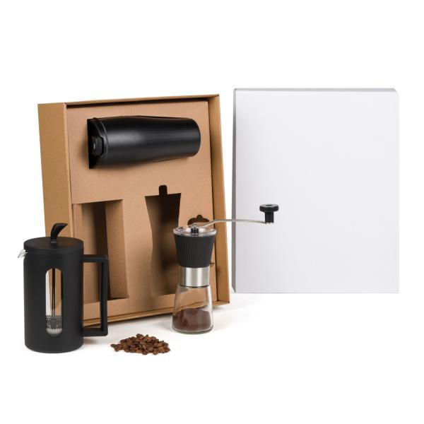 Kit cafeteira, moedor e copo dupla camada - 3 pçs