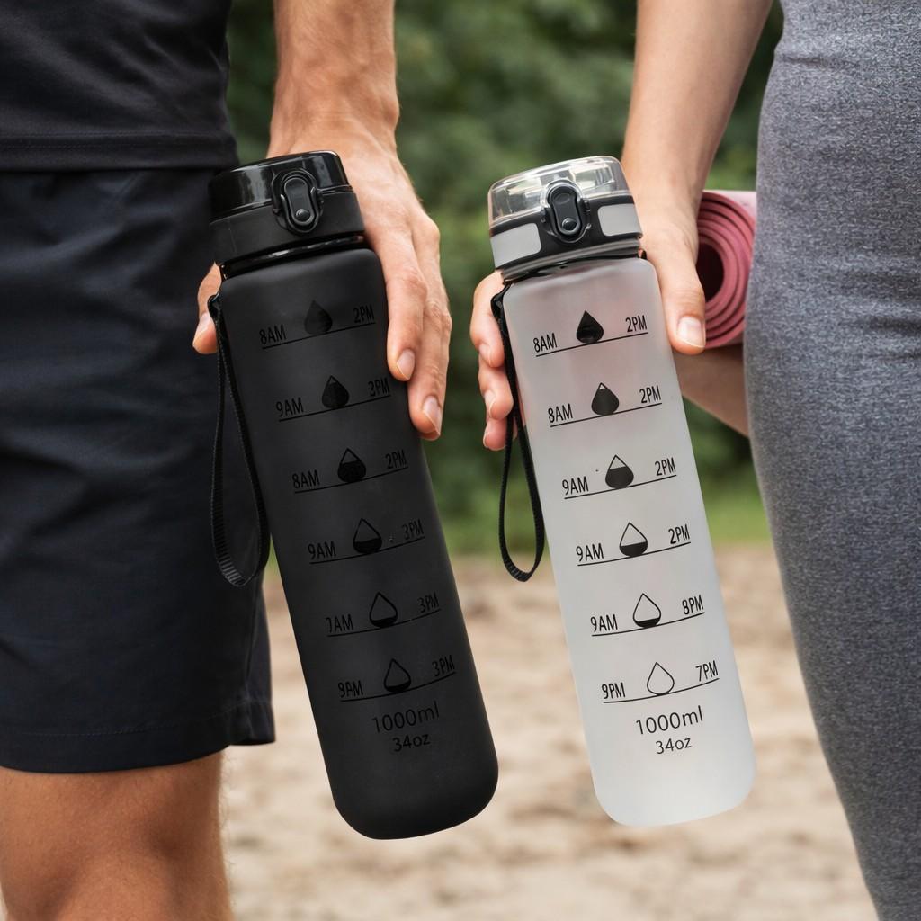 Garrafa esportiva motivacional rpet com 1 litro