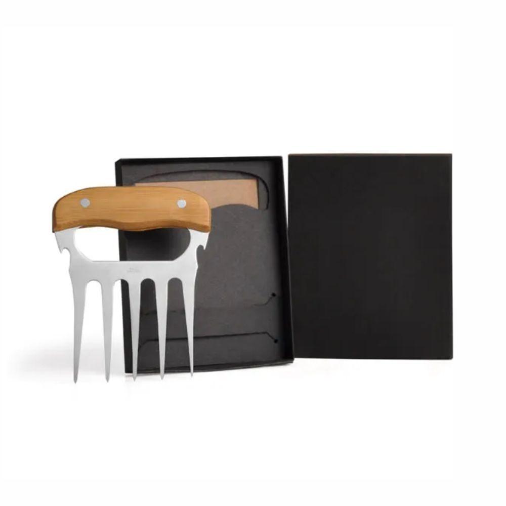 Garfo 5 Dentes Em Bambu - Inox