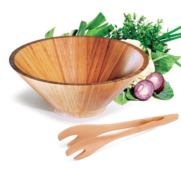 Kit para salada em bambu pequim - 3 l - 2 pçs