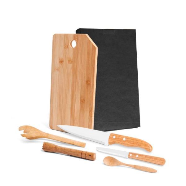 Kit para bar em madeira bambu mônaco - 6 pçs