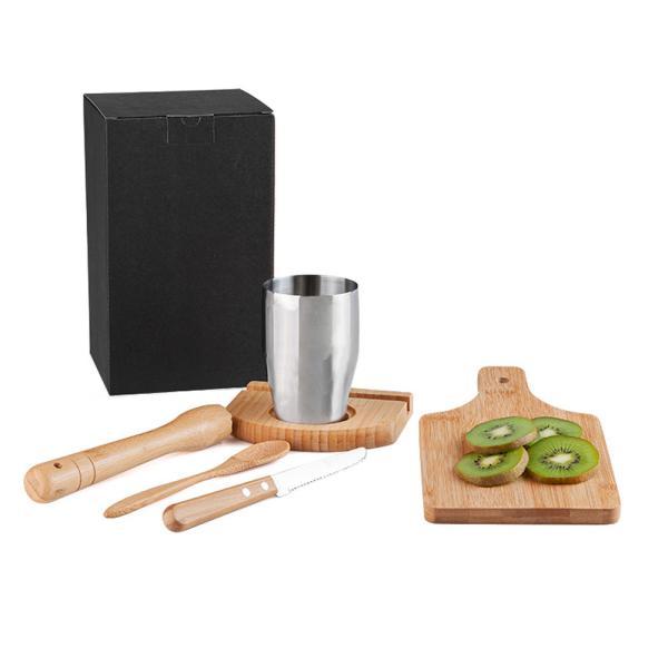 Kit para caipirinha em bambu madeira ibiza - 0,35 l - 6 pçs