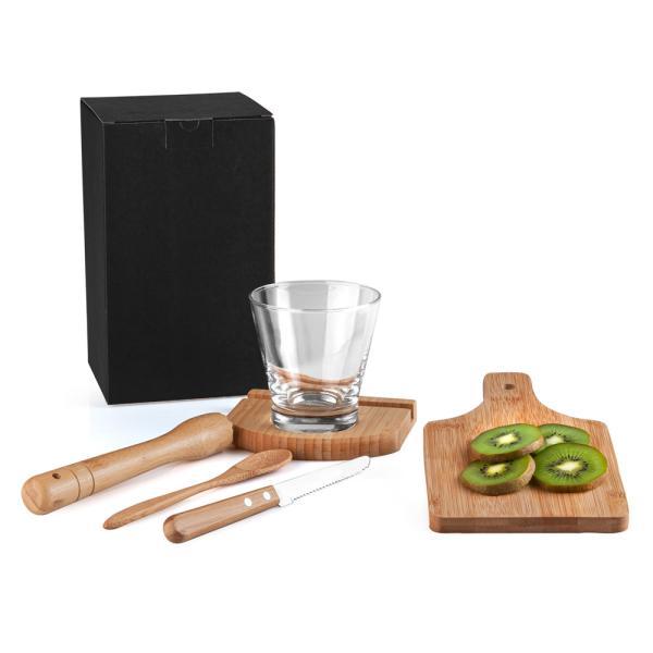 Kit para caipirinha em bambu madeira ibiza - 0,35 l - 6 pçs