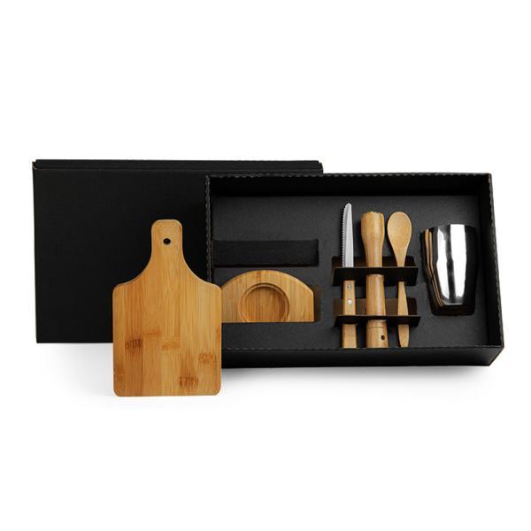 Kit para caipirinha em bambu madeira - 0,35 l - 6 pçs