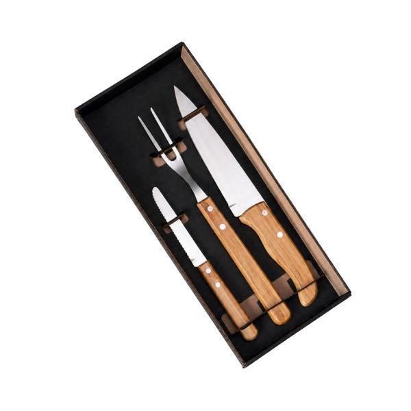 Kit de facas com tamanho 7", 4" e garfo - 3 pçs
