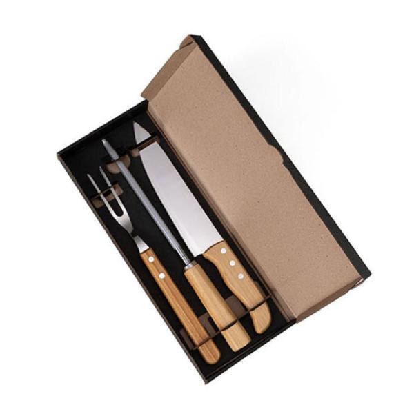 Kit com faca 8", chaira e garfo - 3 pçs