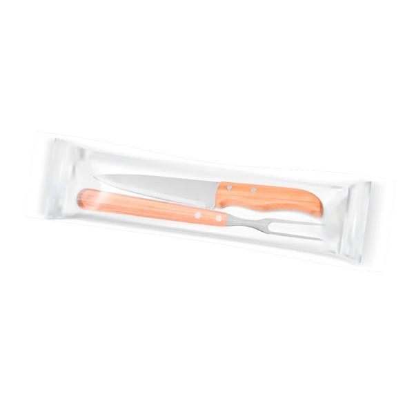 Kit de garfo e faca 7" em madeira inox - 2 pçs